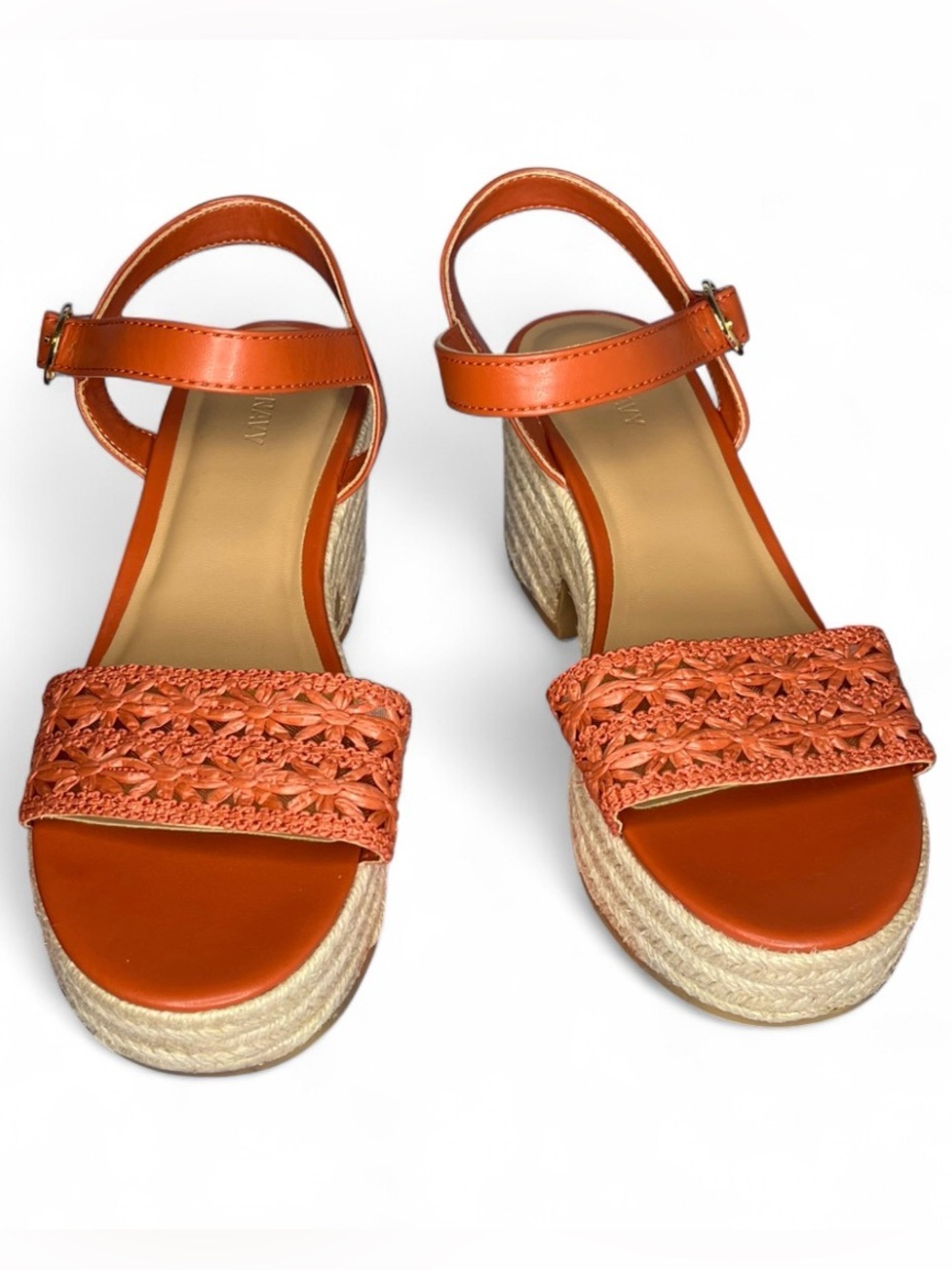 Women’s Orange Old Navy Beach Resort Platform Wedge Espadrilles Sandals Size 8